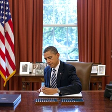 Barack Obama, flag, The United States, cabinet