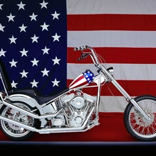 silver, flag, USA, motor-bike