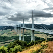 by, overpass, rivers, Millau, France, Valley, Tarn