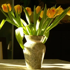 Vase, Yellow, Tulips