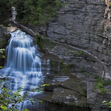 VEGETATION, waterfall, rocks