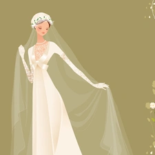 veil, Flowers, Dress, long, White