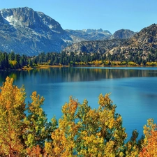 viewes, autumn, lake, trees, Mountains