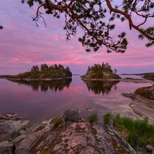 Islets, Russia, trees, viewes, rocks, Lake Ladoga