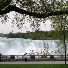 waterfall, trees, viewes, Park