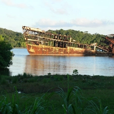 dead, wreck, water, Ship