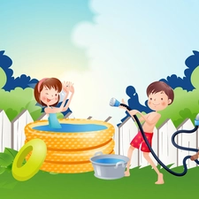 Kids, fun, water, Pool