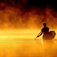 water, Boat, oarsman