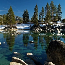 water, Stones, Pond - car, clear, winter