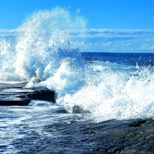 sea, drops, water, Waves