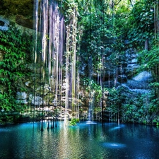 water, waterfalls, VEGETATION