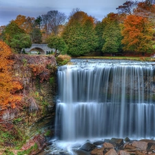 autumn, waterfall