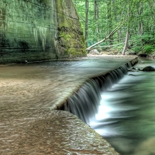 waterfall, walls, dike