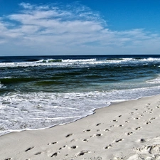 Sky, Beaches, Waves, sea