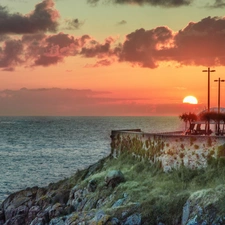 west, sun, rocks, Restaurant, Coast