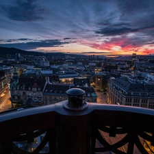 panorama, Switzerland, west, sun, town, Zurich