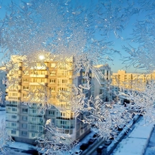 buildings, Frost, White frost, Window
