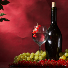 Grapes, glass, Wine, currants