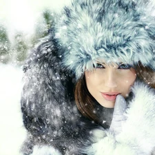 Women, glove, winter, Hat