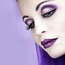 Women, Lila, Woal, make-up