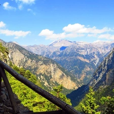 crash barrier, Mountains, woods